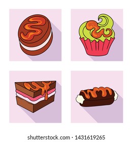 Vector design of confectionery and culinary symbol. Collection of confectionery and colorful vector icon for stock.