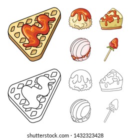 Vector design of confectionery and culinary symbol. Collection of confectionery and product stock symbol for web.