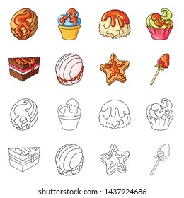 Vector design of confectionery and culinary symbol. Set of confectionery and product stock vector illustration.