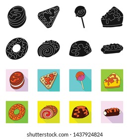 Vector design of confectionery and culinary symbol. Collection of confectionery and product stock symbol for web.