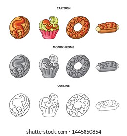 Vector design of confectionery and culinary symbol. Set of confectionery and product vector icon for stock.