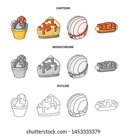 Vector design of confectionery and culinary symbol. Set of confectionery and product stock symbol for web.