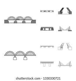 Vector design of connection and design logo. Collection of connection and side stock symbol for web.