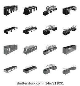 Vector design of connection and design logo. Collection of connection and side stock symbol for web.