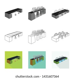 Vector design of connection and design sign. Collection of connection and side vector icon for stock.