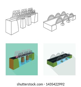 Vector design of connection and design sign. Collection of connection and side vector icon for stock.