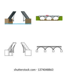 Vector design of connection and design symbol. Collection of connection and side stock vector illustration.