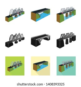 Vector design of connection and design symbol. Set of connection and side stock vector illustration.