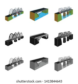 Vector design of connection and design symbol. Set of connection and side stock vector illustration.