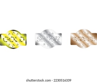 vector design consisting of gold, silver and bronze shaped like a championship belt with six stars on each top and bottom bar divided by three stars on each top and bottom corner