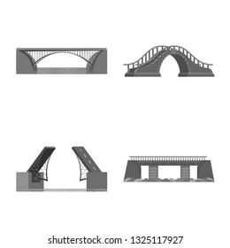 Vector design of design and construct logo. Collection of design and bridge stock vector illustration.