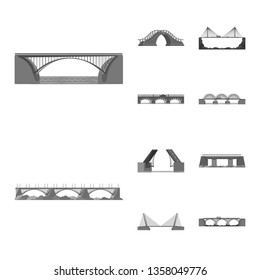 Vector design of design and construct logo. Collection of design and bridge vector icon for stock.