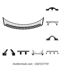 Vector design of construct and side symbol. Set of construct and bridge stock vector illustration.