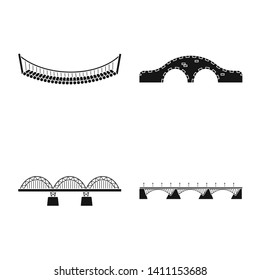Vector design of construct and side symbol. Set of construct and bridge stock vector illustration.