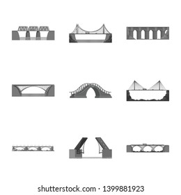 Vector design of design and construct symbol. Collection of design and bridge stock vector illustration.