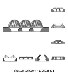 Vector design of design and construct symbol. Set of design and bridge stock symbol for web.