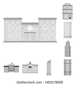 Vector design of construction  and city sign. Set of construction  and center vector icon for stock.