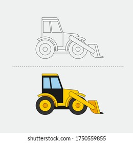 Vector Design Construction Vehicle for Color Book