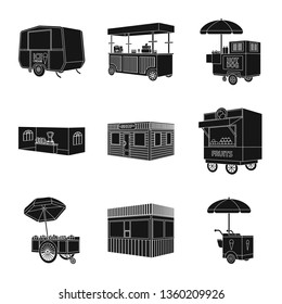 Vector design of container and outdoor symbol. Collection of container and kiosk stock symbol for web.