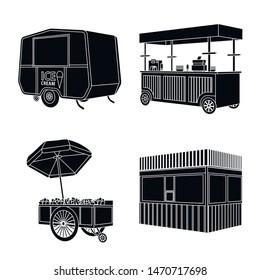 Vector design of container and outdoor symbol. Set of container and kiosk vector icon for stock.