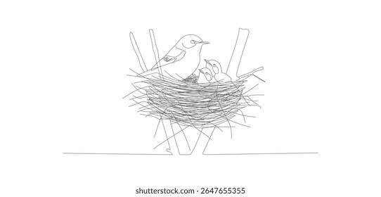 vector design continues line bird in cage