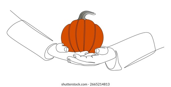 Diseño de Vector continuesline ilustración de la calabaza de mano