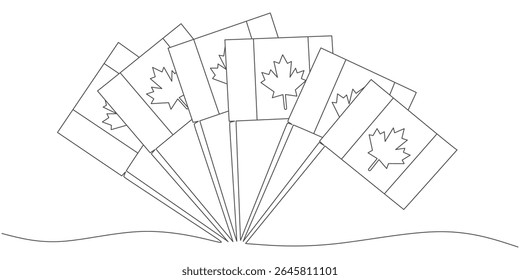 vector design continuous line illustration of canada flag, for canada day