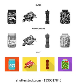 Vector design of cooking and sea sign. Set of cooking and baking   vector icon for stock.