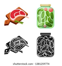 Vector design of cooking and sea sign. Set of cooking and baking   stock vector illustration.