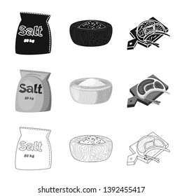 Vector design of cooking and sea sign. Set of cooking and baking   stock symbol for web.