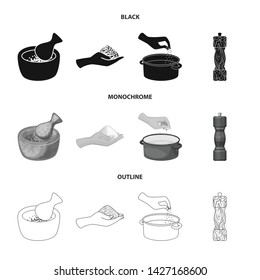 Vector design of cooking and sea sign. Set of cooking and baking stock vector illustration.