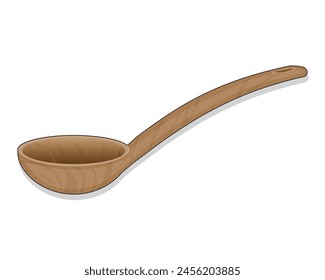 Diseño de Vector de una cuchara de cocina o cuchara de sopa hecha de madera