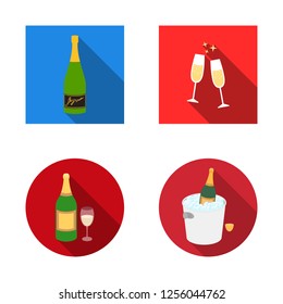 Vector design of cork and new sign. Collection of cork and wine stock vector illustration.