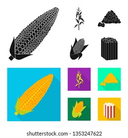 Vector design of cornfield and vegetable icon. Set of cornfield and vegetarian vector icon for stock.