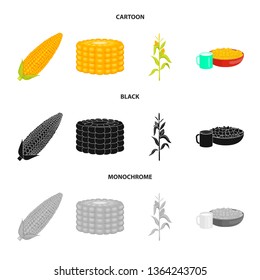 Vector design of cornfield and vegetable icon. Set of cornfield and vegetarian vector icon for stock.