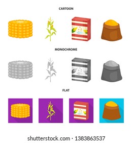 Vector design of cornfield and vegetable icon. Set of cornfield and vegetarian vector icon for stock.
