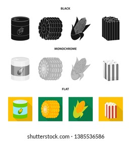 Vector design of cornfield and vegetable icon. Collection of cornfield and vegetarian vector icon for stock.