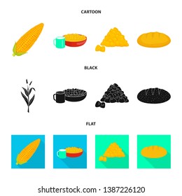 Vector design of cornfield and vegetable icon. Set of cornfield and vegetarian vector icon for stock.