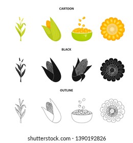 Vector design of cornfield and vegetable icon. Collection of cornfield and vegetarian vector icon for stock.