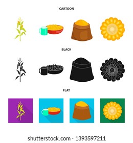 Vector design of cornfield and vegetable icon. Set of cornfield and vegetarian stock vector illustration.