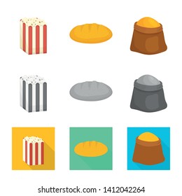Vector design of cornfield and vegetable icon. Collection of cornfield and vegetarian vector icon for stock.