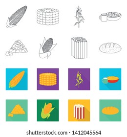Vector design of cornfield and vegetable icon. Set of cornfield and vegetarian vector icon for stock.