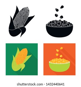 Vector design of cornfield and vegetable icon. Collection of cornfield and vegetarian stock vector illustration.