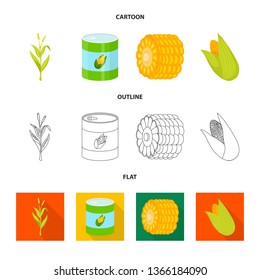 Vector design of cornfield and vegetable logo. Set of cornfield and vegetarian stock symbol for web.