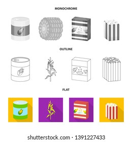 Vector design of cornfield and vegetable logo. Set of cornfield and vegetarian stock symbol for web.
