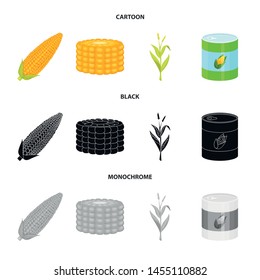 Vector design of cornfield and vegetable logo. Set of cornfield and vegetarian vector icon for stock.