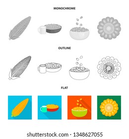 Vector design of cornfield and vegetable sign. Set of cornfield and vegetarian vector icon for stock.