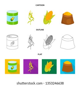 Vector design of cornfield and vegetable sign. Collection of cornfield and vegetarian vector icon for stock.