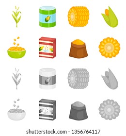 Vector design of cornfield and vegetable sign. Collection of cornfield and vegetarian stock vector illustration.