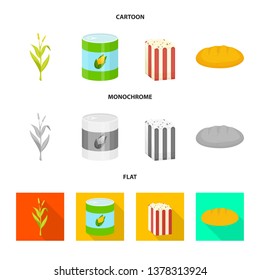 Vector design of cornfield and vegetable sign. Set of cornfield and vegetarian stock vector illustration.